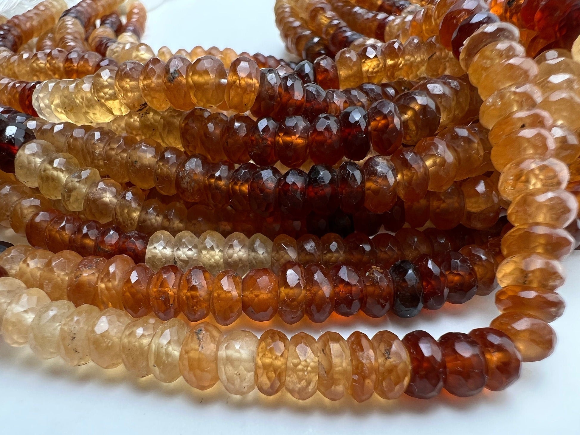 Hessonite Garnet Faceted 6mm Rondelle, Natural Hessonite Garnet Beautiful orange brown shaded Natural gems DIY Jewelry Making Beads 8” st