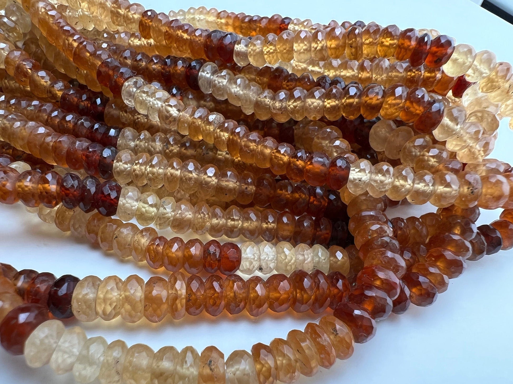 Hessonite Garnet Faceted 6mm Rondelle, Natural Hessonite Garnet Beautiful orange brown shaded Natural gems DIY Jewelry Making Beads 8” st