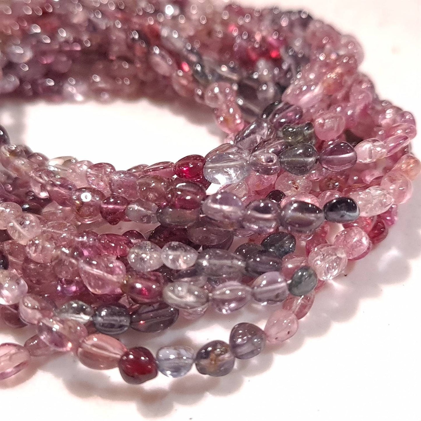 Natural Multi Spinel Smooth Oval bead, 3x3.5-5mm Gemstone Beads DIY Jewelry Making 6.5&quot; and 13&quot; Strand