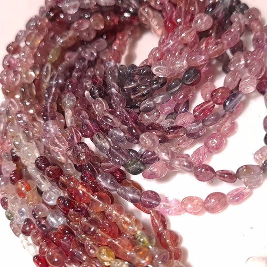 Natural Multi Spinel Smooth Oval bead, 3x3.5-5mm Gemstone Beads DIY Jewelry Making 6.5&quot; and 13&quot; Strand