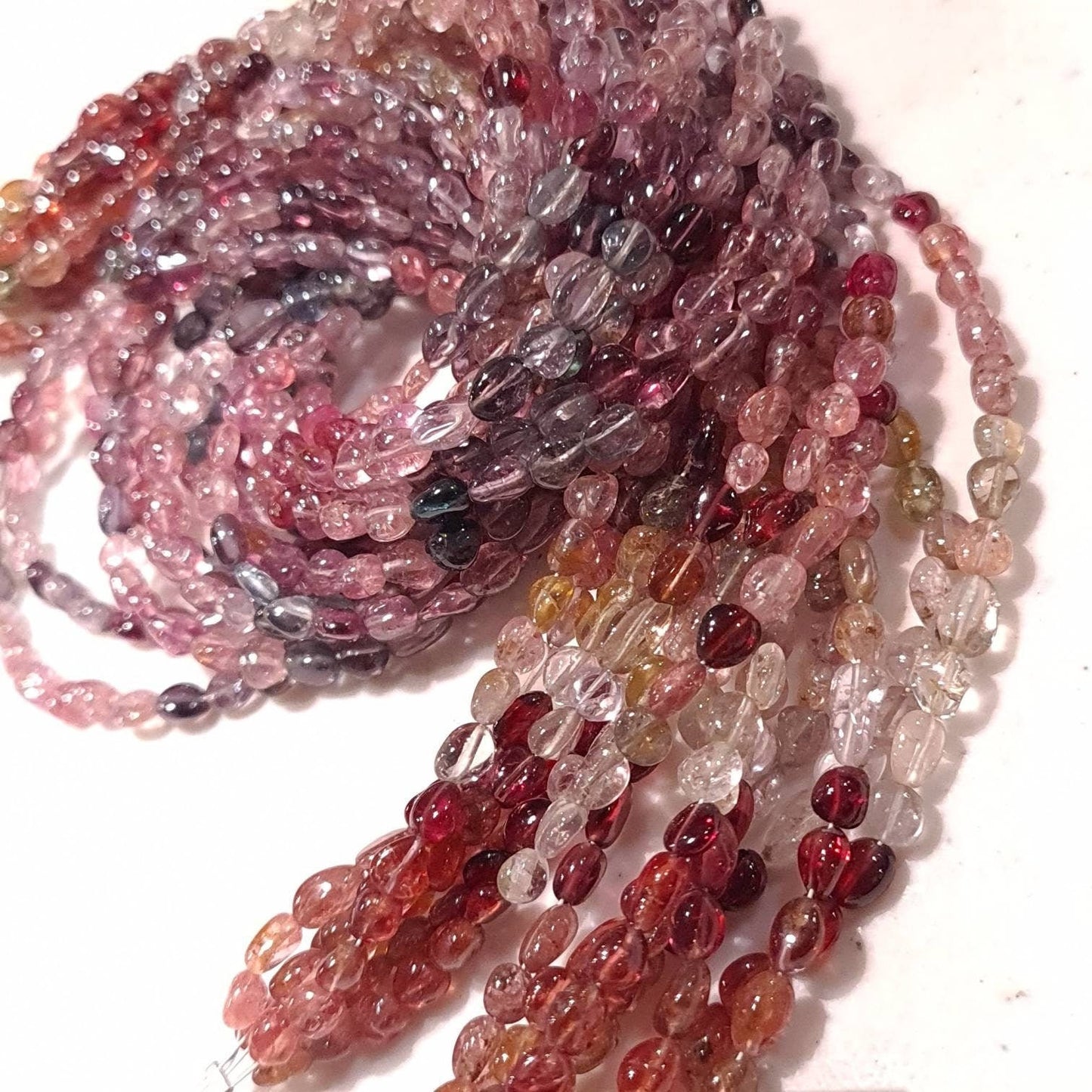 Natural Multi Spinel Smooth Oval bead, 3x3.5-5mm Gemstone Beads DIY Jewelry Making 6.5&quot; and 13&quot; Strand