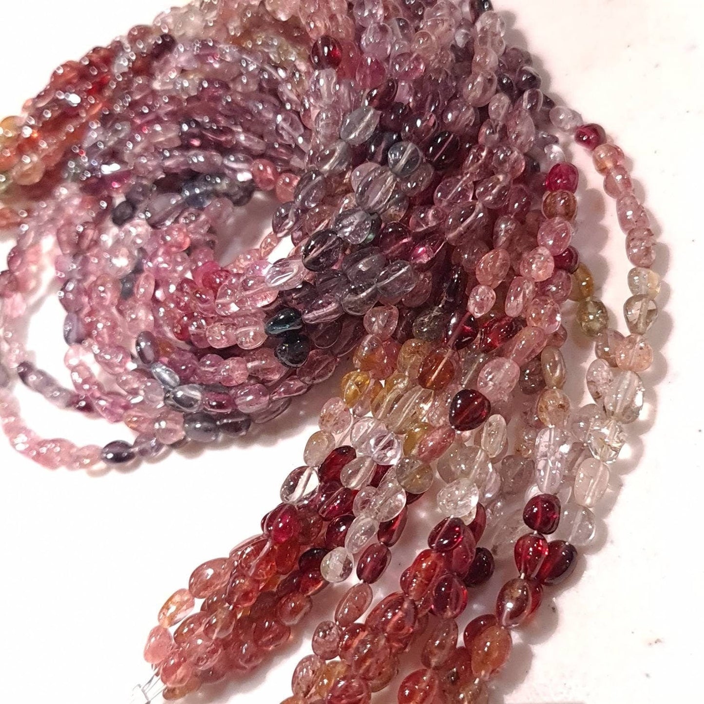 Natural Multi Spinel Smooth Oval bead, 3x3.5-5mm Gemstone Beads DIY Jewelry Making 6.5" and 13" Strand
