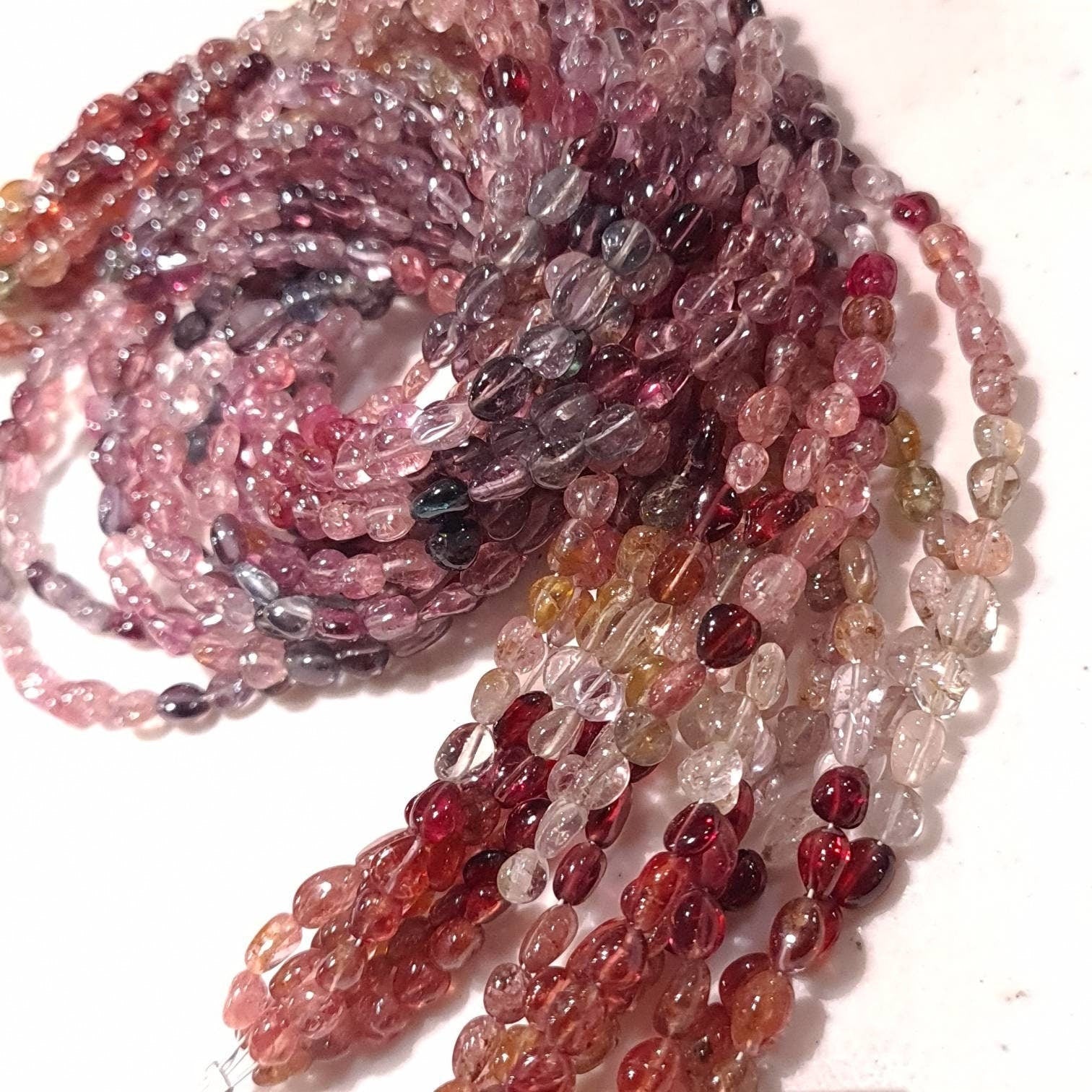 Natural Multi Spinel Smooth Oval bead, 3x3.5-5mm Gemstone Beads DIY Jewelry Making 6.5" and 13" Strand