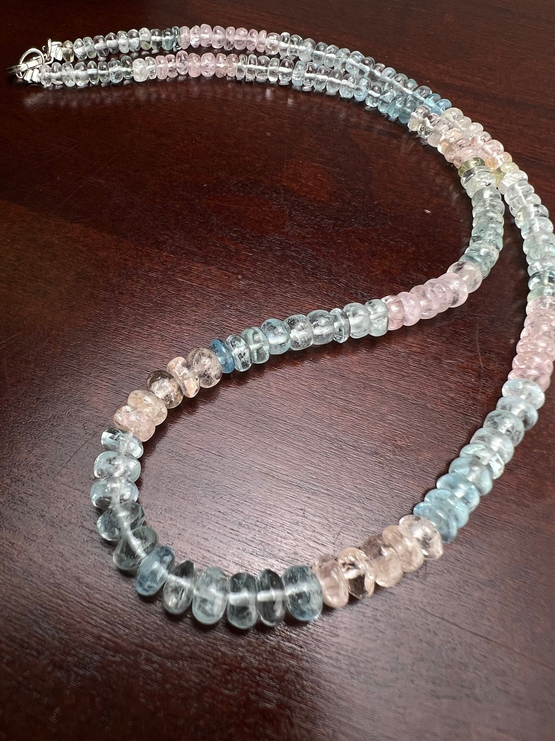 Multi Aquamarine Morganite smooth Roundel with 925 sterling silver, 14K Gold Filled Choker Layering Elegant Necklace gift