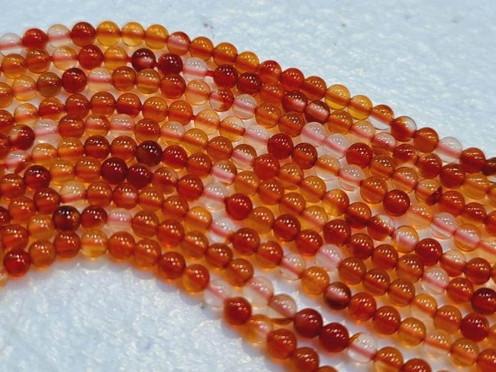 Natural Carnelian 2mm Round Beads, Jewelry Making Round Polished Gemstone Beads, DIY Necklace, Bracelet 16" Strand