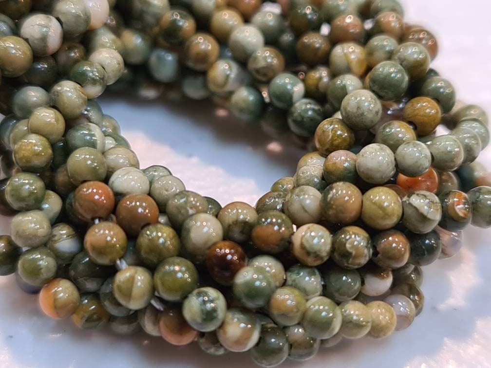 Ryolite,rainforest jasper 2mm smooth Round Beads, Jewelry Making Round natural Gemstone Beads, DIY Necklace, Bracelet 16&quot; Strand