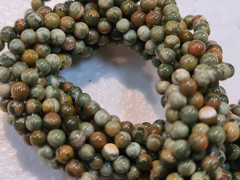 Ryolite,rainforest jasper 2mm smooth Round Beads, Jewelry Making Round natural Gemstone Beads, DIY Necklace, Bracelet 16&quot; Strand