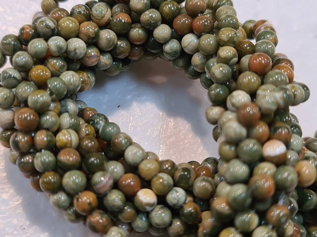 Ryolite,rainforest jasper 2mm smooth Round Beads, Jewelry Making Round natural Gemstone Beads, DIY Necklace, Bracelet 16" Strand