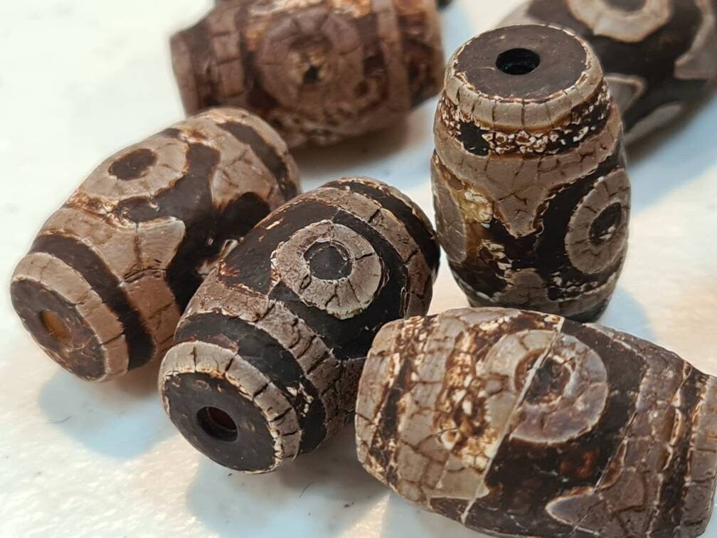 Natural Tibetan agate unpolished Evil Eye Oval drum Bead,13x22-14x24mm Eye Fire Agate, Rustic vintage Jewelry Making, Art Craft Beads