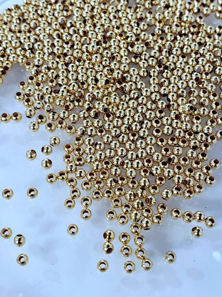 14k Gold Filled 2mm Smooth Round Seamless Bead, Made in USA , Jewelry Making High Quality Spacer Beads, 50pcs, 100 pcs pack.