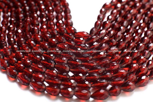 Natural Mozambique Garnet AAA Micro Faceted 4.5x6-6x7.5mm Briolette Teardrop Top to Bottom Drilled, Jewelry Making, Rich Merlot Gemstone