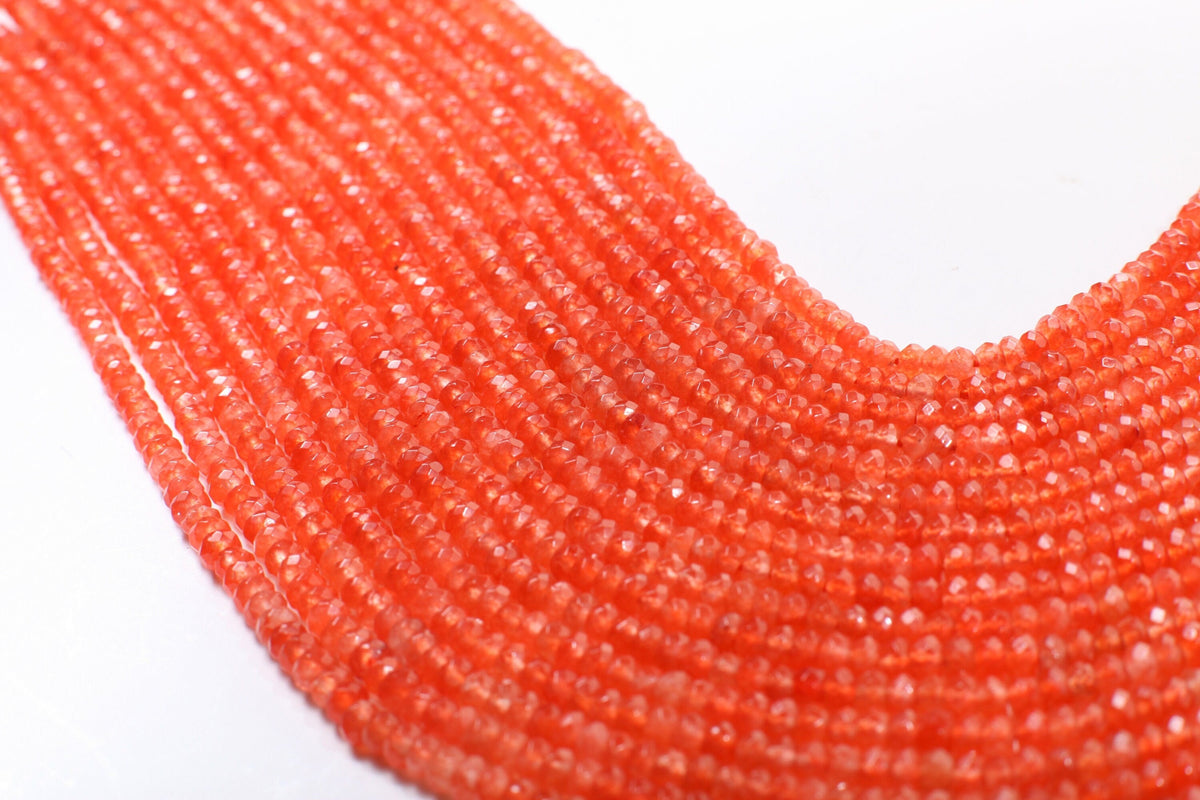 Carnelian orange 4mm Faceted Rondelle, Jewelry Making Natural Carnelian Gemstone Orange Beads 14.5" Strand