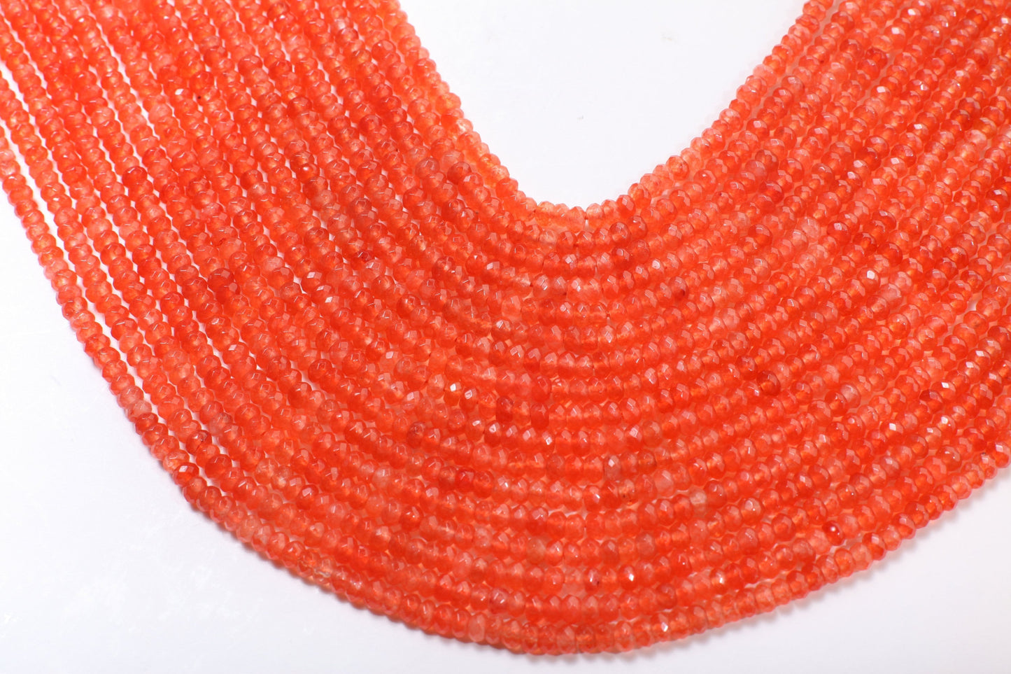 Carnelian orange 4mm Faceted Rondelle, Jewelry Making Natural Carnelian Gemstone Orange Beads 14.5&quot; Strand