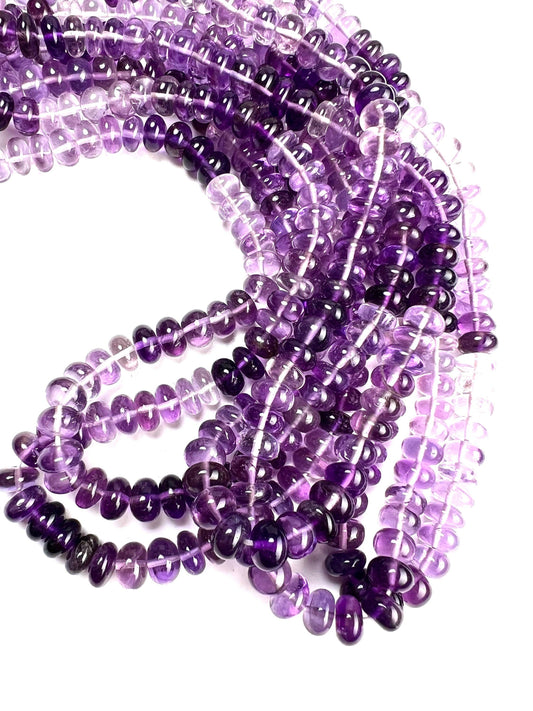 Natural Amethyst shaded Faceted tyre roundel,Natural AAA Ombre Amethyst Gemstone light & dark purple clear Beads 6.5-8.5mm, 8&quot;Strand,