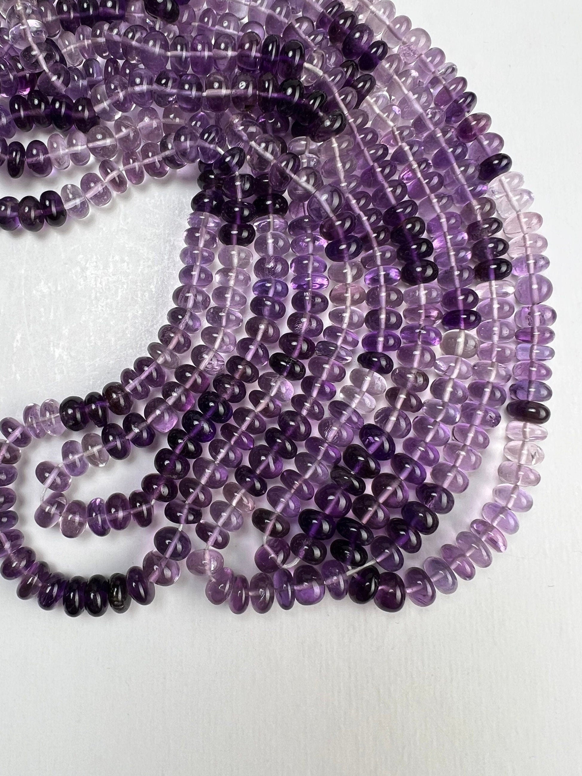 Natural Amethyst shaded Faceted tyre roundel,Natural AAA Ombre Amethyst Gemstone light & dark purple clear Beads 6.5-8.5mm, 8&quot;Strand,