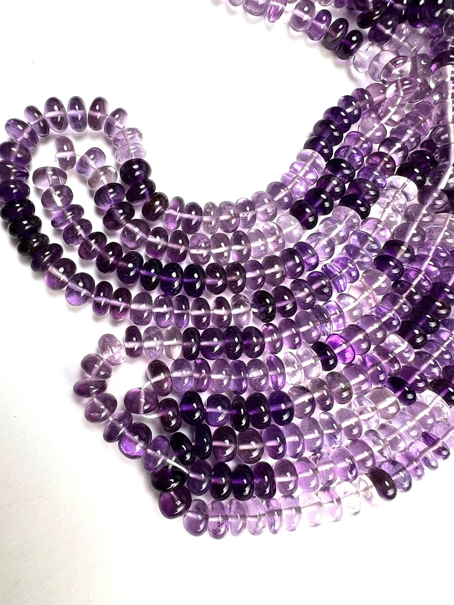 Natural Amethyst shaded Faceted tyre roundel,Natural AAA Ombre Amethyst Gemstone light & dark purple clear Beads 6.5-8.5mm, 8&quot;Strand,