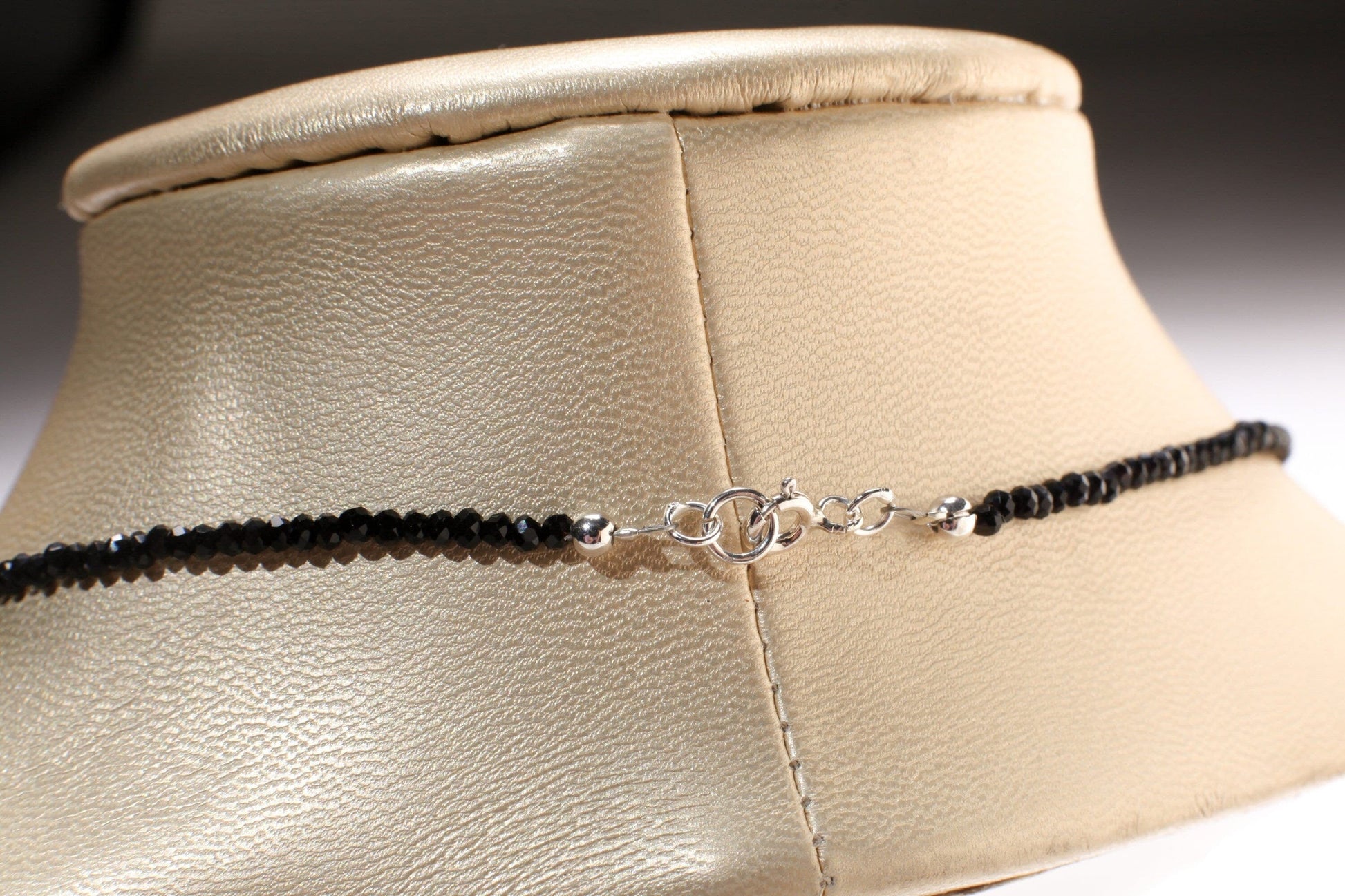 Natural Black Spinel Sterling Silver AAA High Quality Necklace Micro Faceted 2mm Diamond Cut Choker Minimalist,Layering Necklace 14&quot; to 48&quot;