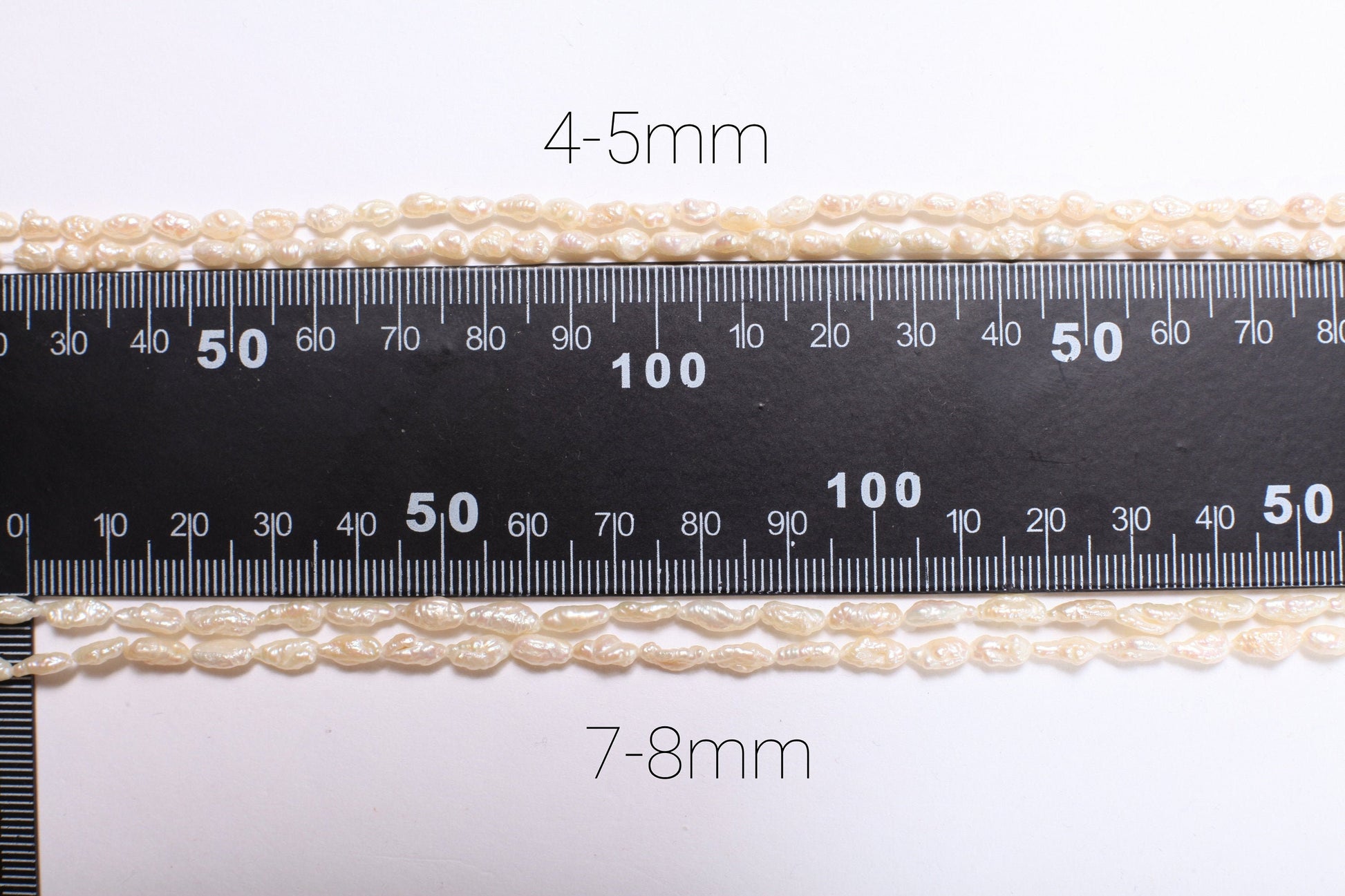 Japanese Vintage 3-3.5mm x 4/5/6/7mm to 5/6/7/8mm Freshwater Biwa Rice Pearl 15&quot; Strand