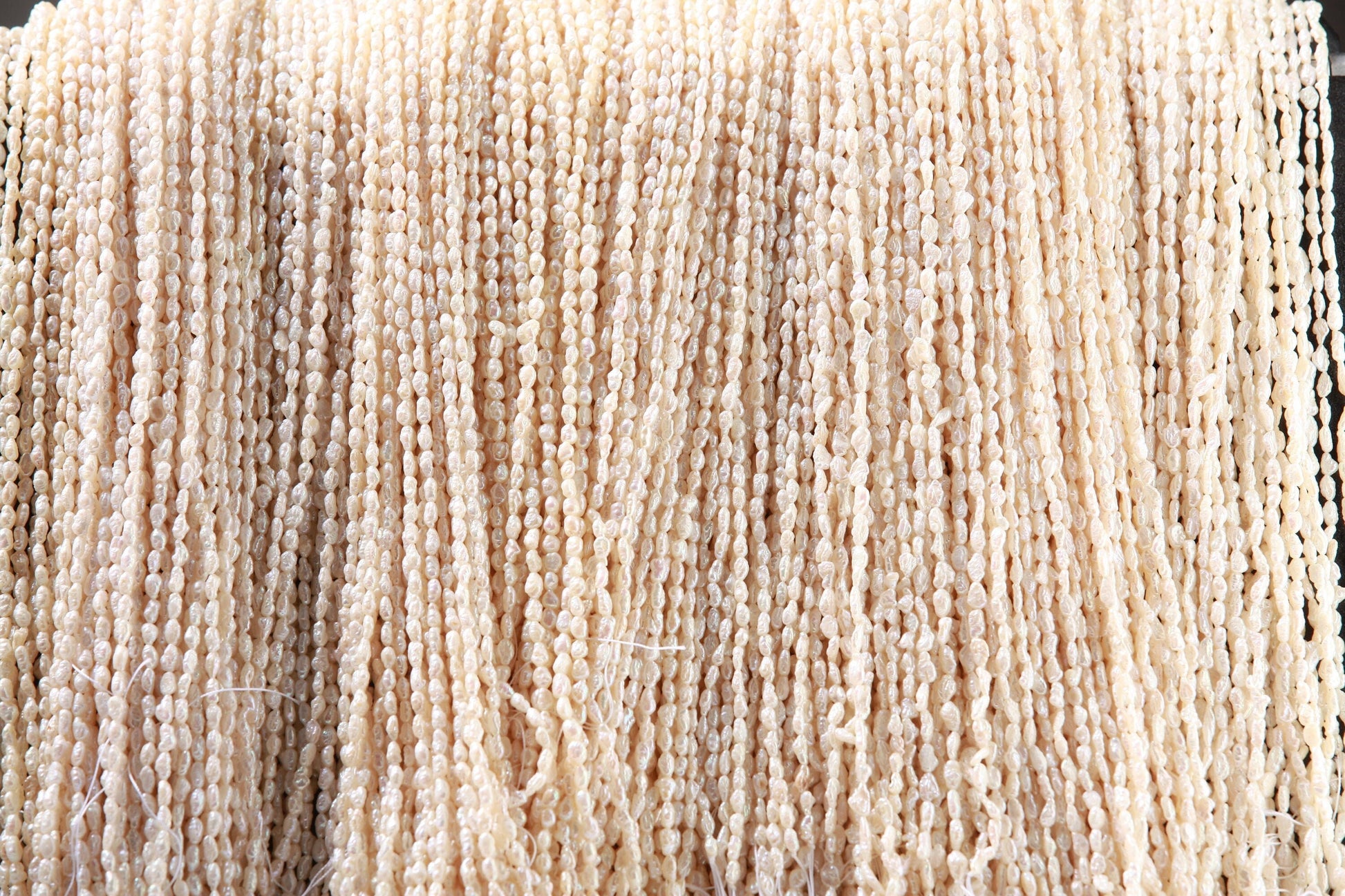 Japanese Vintage 3-3.5mm x 4/5/6/7mm to 5/6/7/8mm Freshwater Biwa Rice Pearl 15&quot; Strand