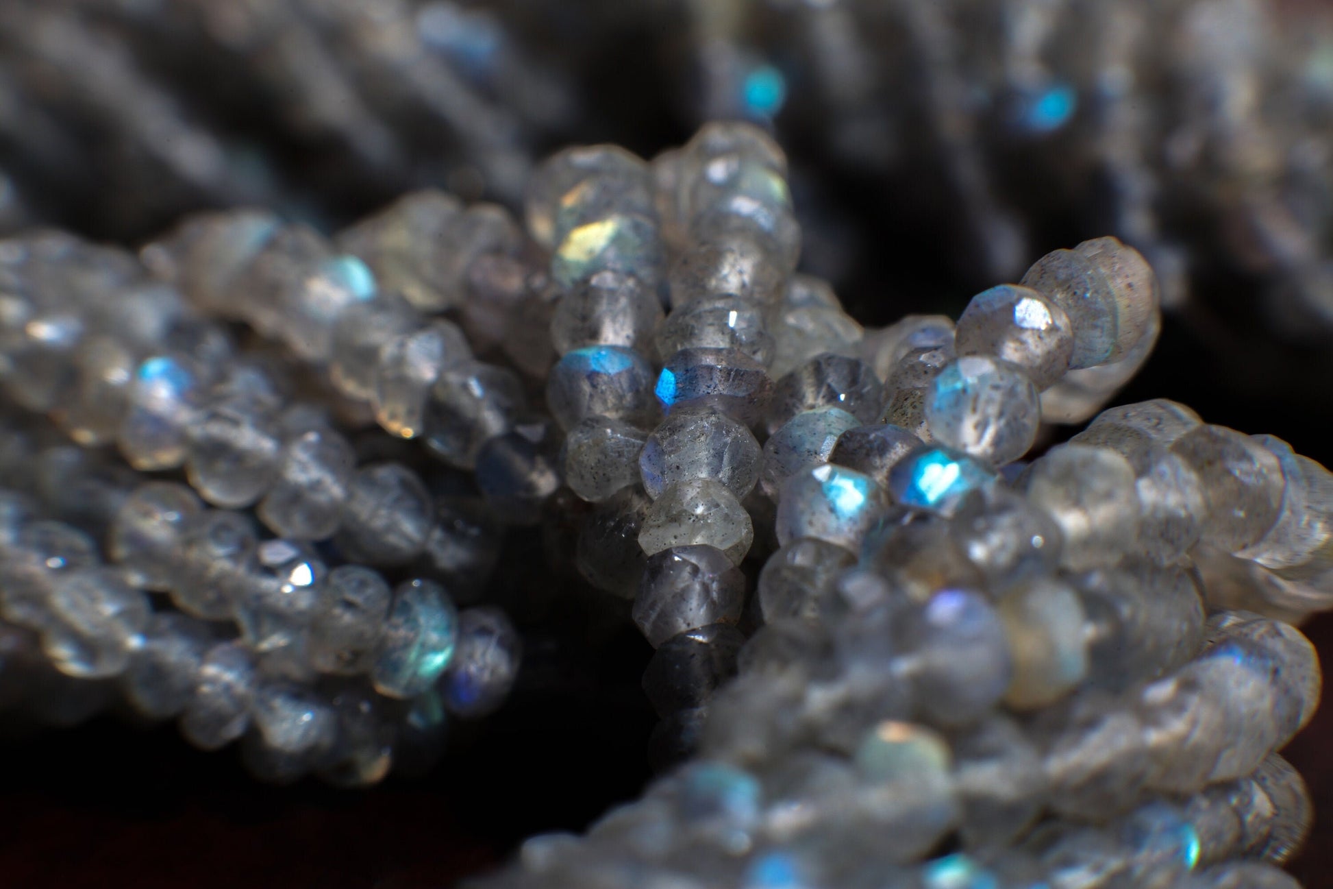 labradorite Rondelle 4-4.5mm faceted Natural Micro Faceted Blue Flash Labradorite Gemstone Jewelry Making DIY Beads 13" Strand