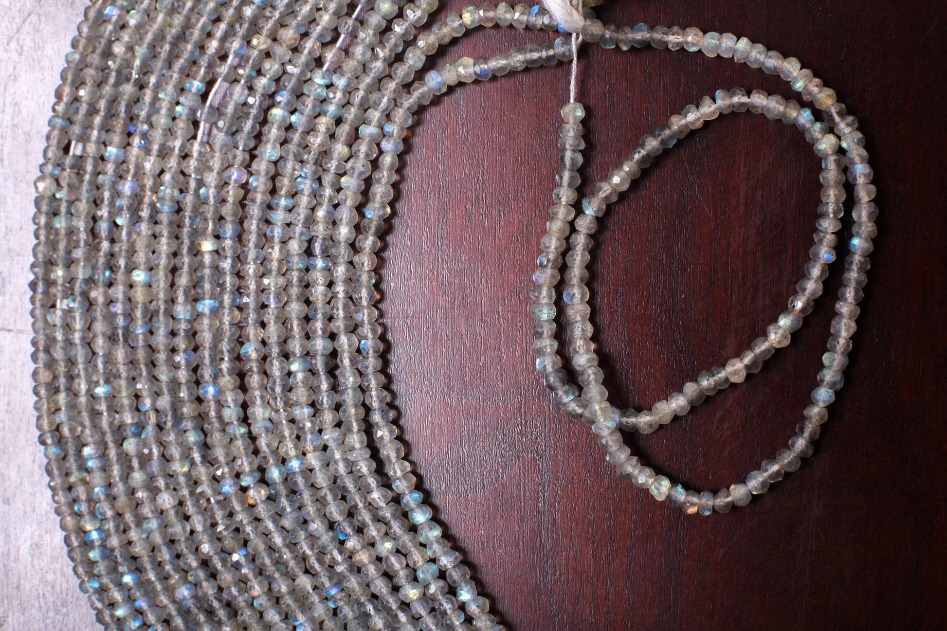 labradorite Rondelle 4-4.5mm faceted Natural Micro Faceted Blue Flash Labradorite Gemstone Jewelry Making DIY Beads 13" Strand