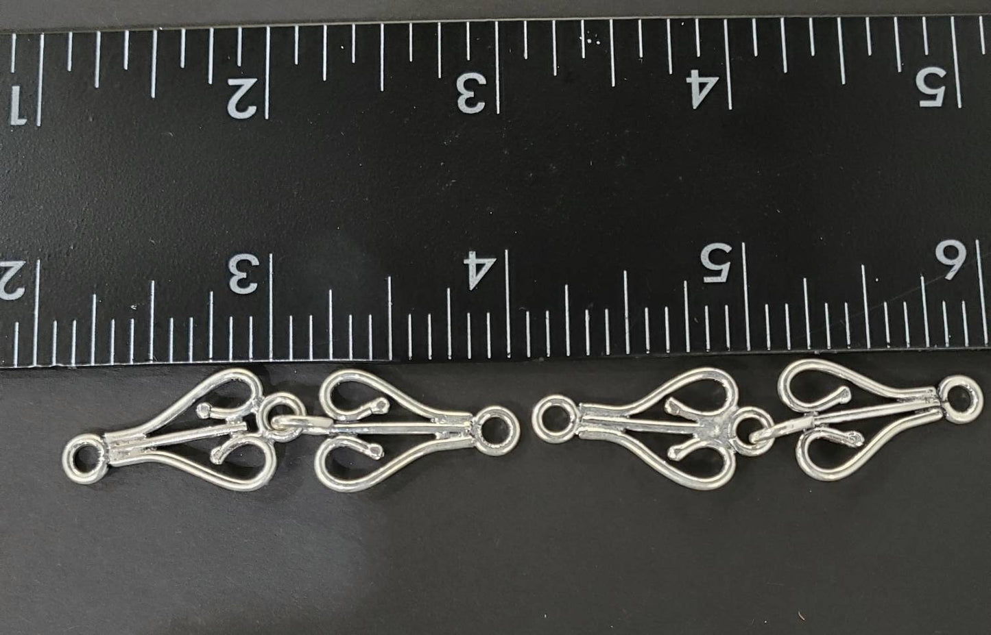 2 Sets 925 Sterling Silver Bali Hook and Eye Clasp. Jewelry Making, 25mm Hook & 25mm Eye