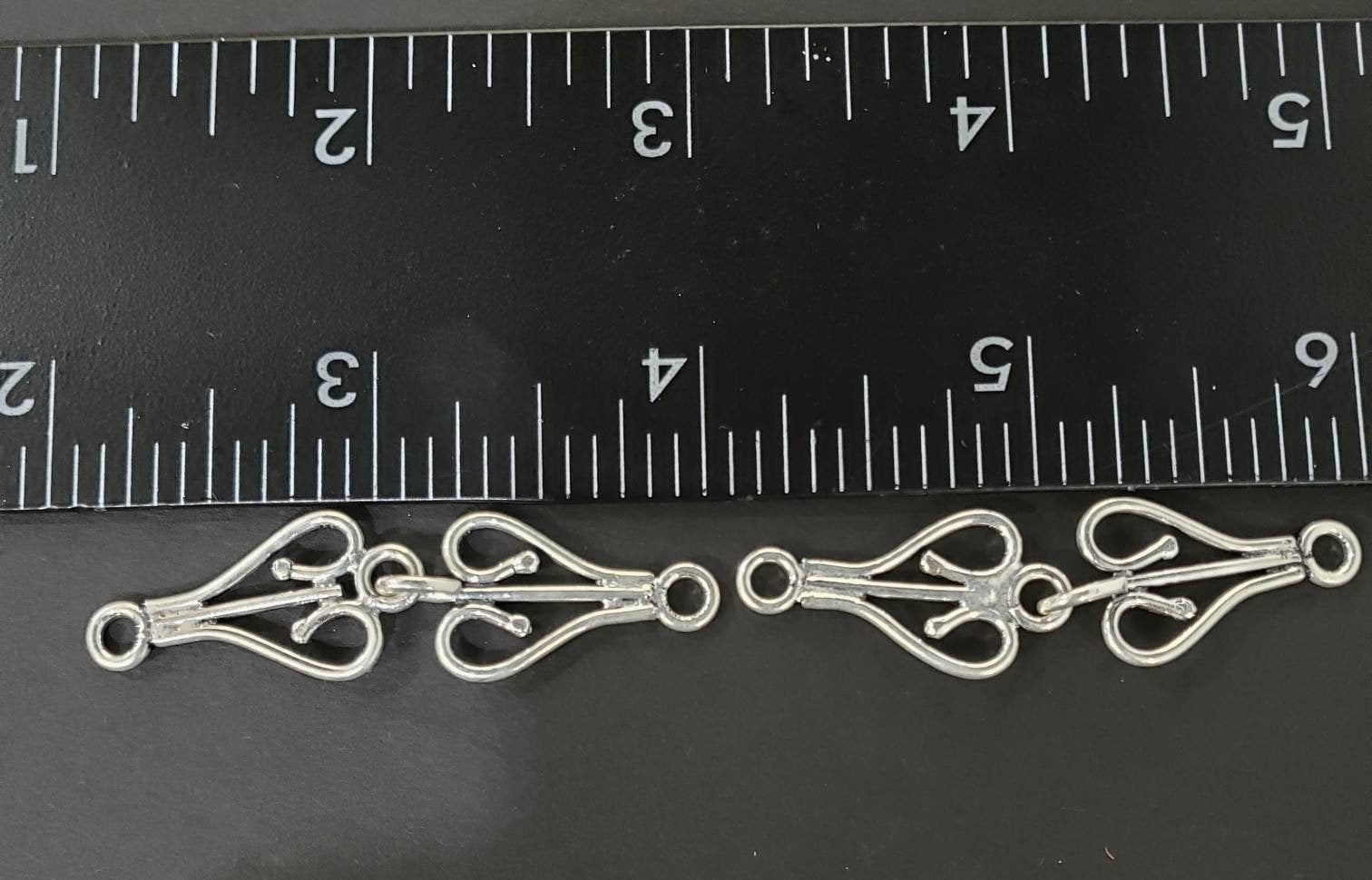 2 Sets 925 Sterling Silver Bali Hook and Eye Clasp. Jewelry Making, 25mm Hook & 25mm Eye