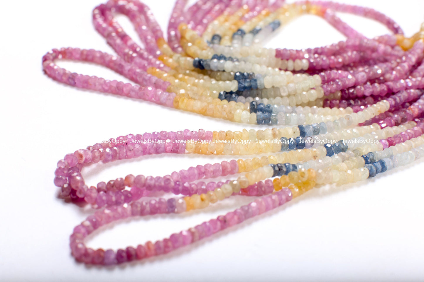 Multi Sapphire Rondelle, Natural 3-3.5mm Shaded Faceted Roundel Gemstone Jewelry Beads in 4&quot;/7.5&quot;/15&quot; Strand