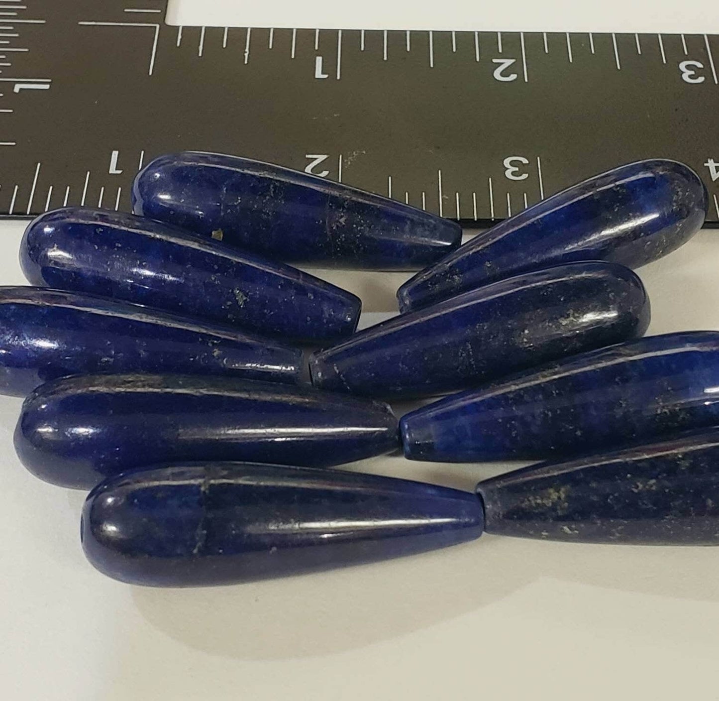Genuine Lapis Lazuli AA heavy weight 10x39mm long tear drop bead for earrings or pendant making bead, top to bottom drilled.