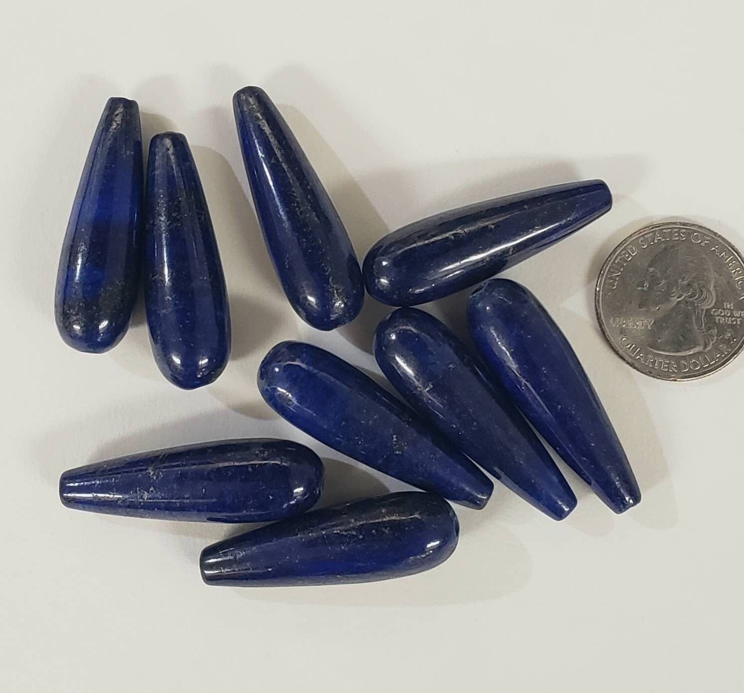Genuine Lapis Lazuli AA heavy weight 10x39mm long tear drop bead for earrings or pendant making bead, top to bottom drilled.