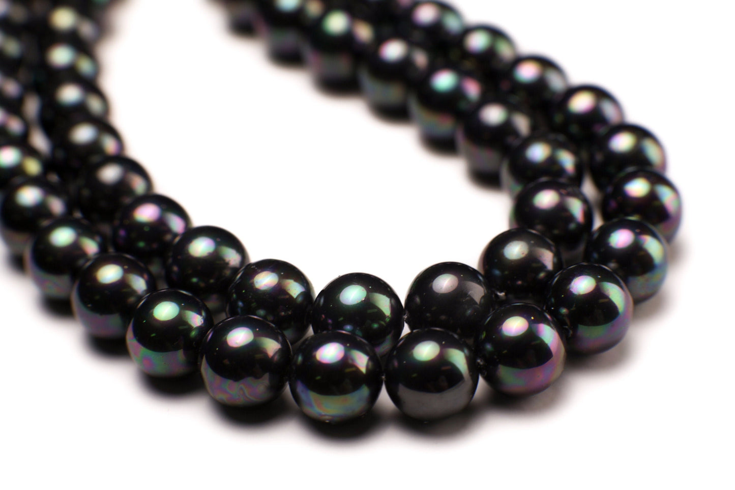 Double Layered South Sea Shell Pearl 10mm Peacock AB black Statement Necklace with CZ Diamond Clasp and 2" Extender Necklace, Elegant Gift