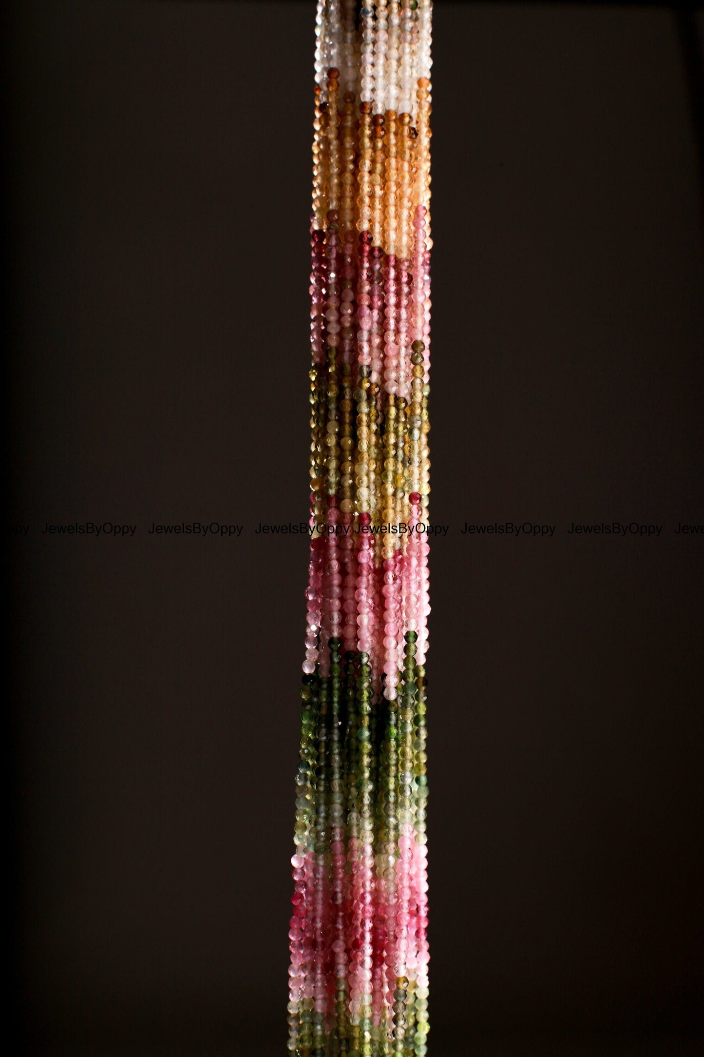 Natural Watermelon Tourmaline 2mm Faceted Micro Diamond Cut multi shaded Round 12”Strand