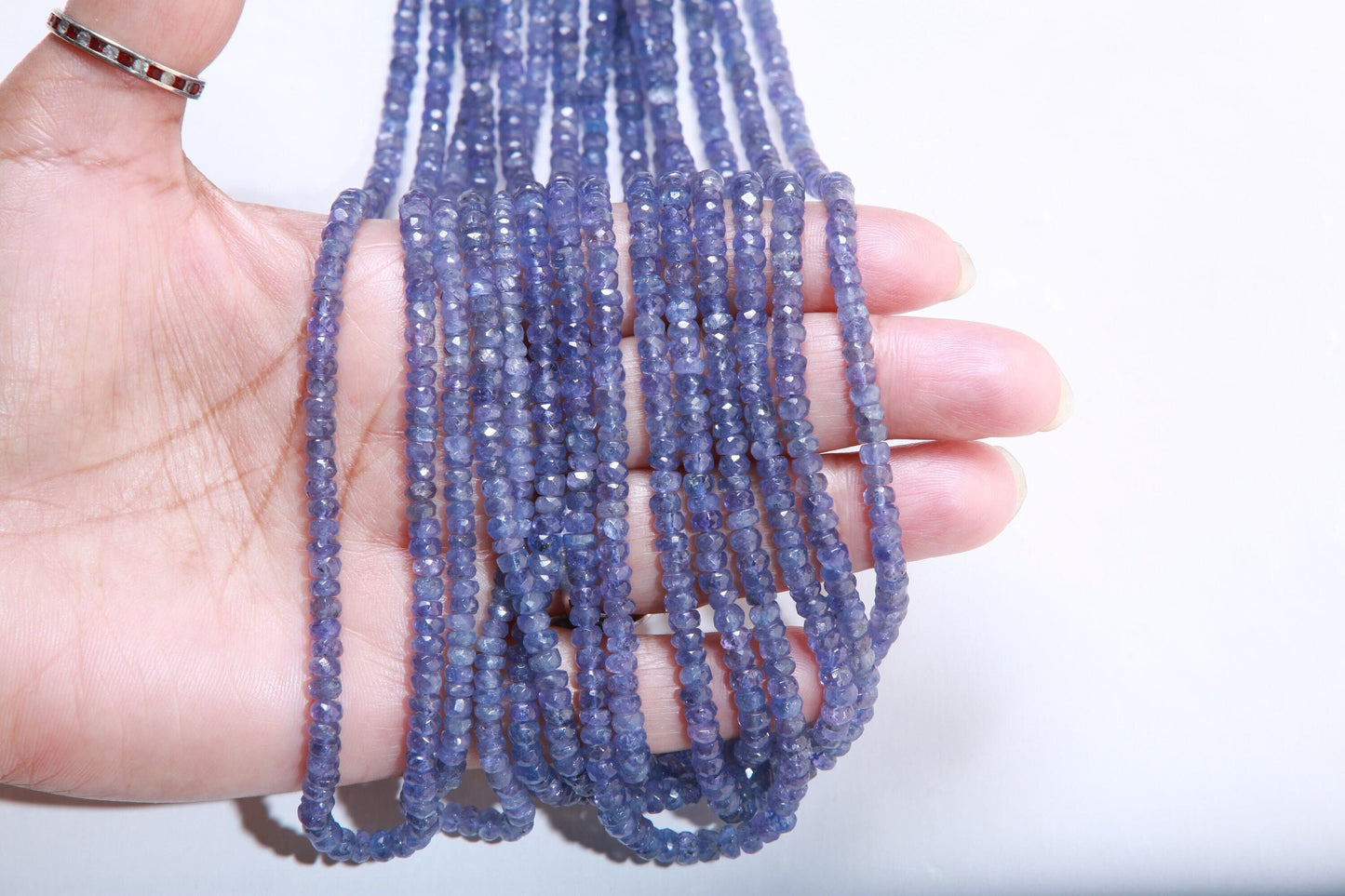 Natural Tanzanite Faceted 4mm Rondelle Gemstone Violet Blue Beads AAA very good quality DIY Jewelry Making 13” Strand,