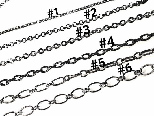 3 feet gunmetal black chain for jewelry making supplies,curb,rolo,flat cable,long cable,rectangle link, oval link chain,sell by 1 yard, 36"