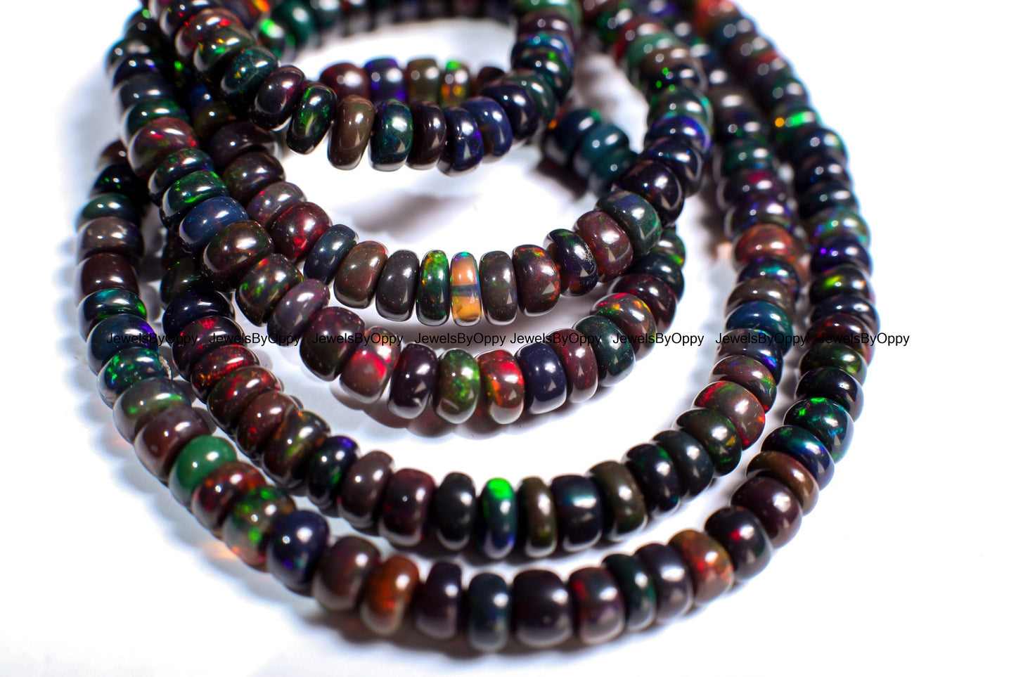 Black Ethiopian Opal Smooth Rondelle 4.5-5mm, Jewelry Making Bracelet, Necklace, Natural, High Quality Gemstone Beads 3", 7", 15" strand