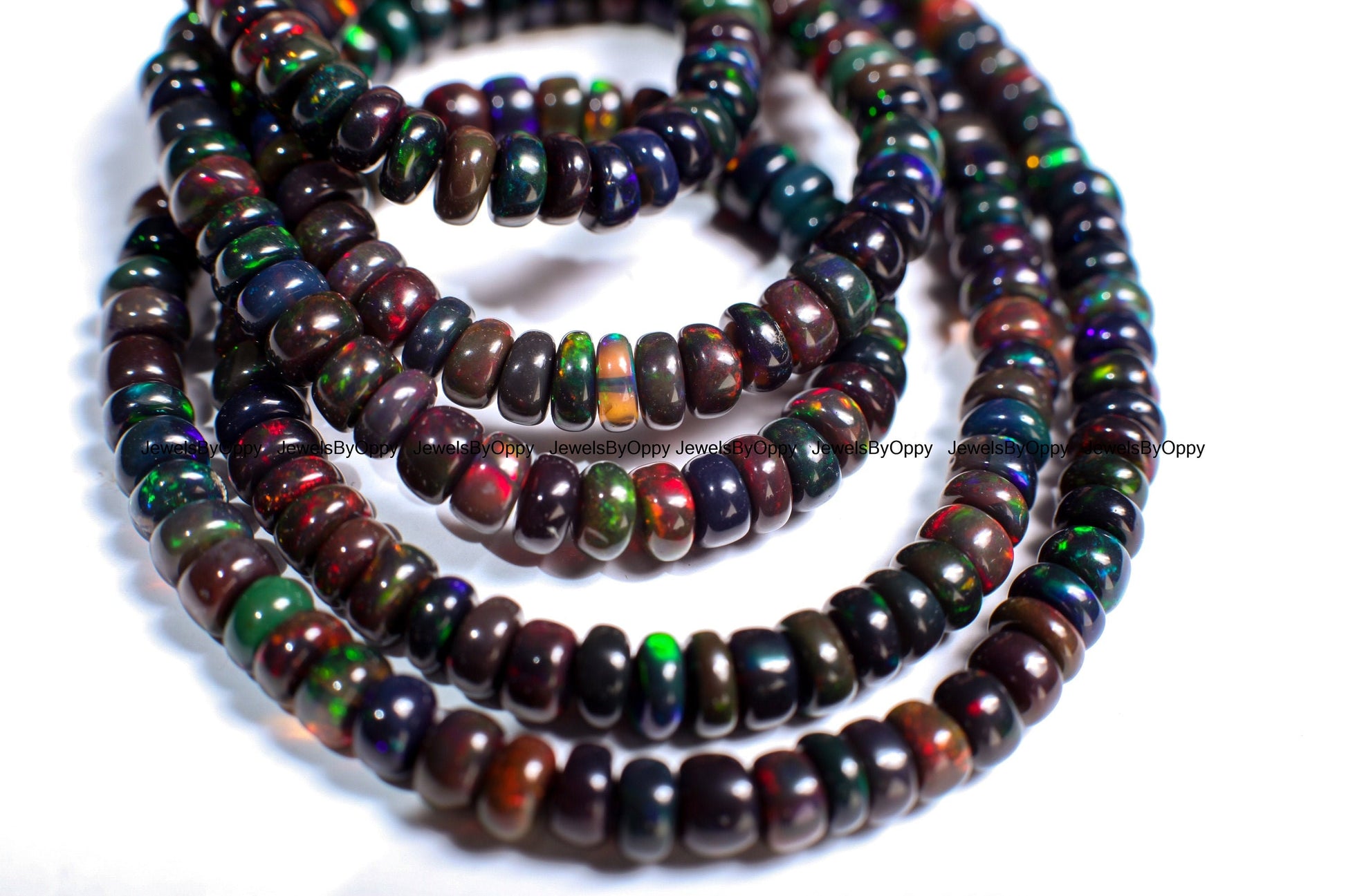 Black Ethiopian Opal Smooth Rondelle 4.5-5mm, Jewelry Making Bracelet, Necklace, Natural, High Quality Gemstone Beads 3", 7", 15" strand