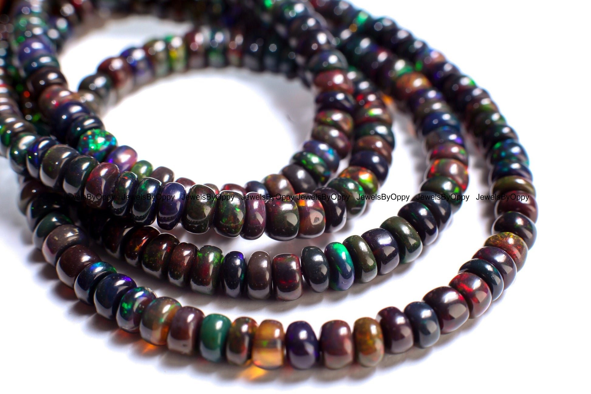Black Ethiopian Opal Smooth Rondelle 4.5-5mm, Jewelry Making Bracelet, Necklace, Natural, High Quality Gemstone Beads 3", 7", 15" strand