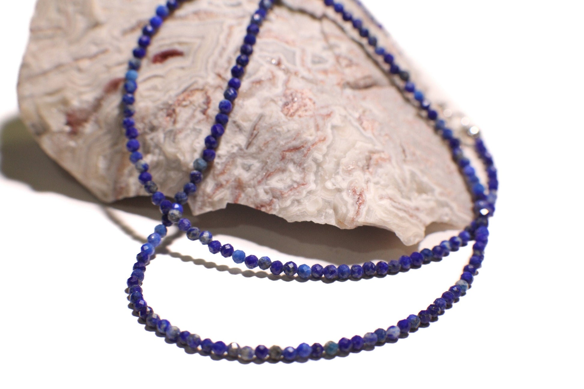 2-3mm Faceted Lapis Lazuli, Green Onyx, Garnet, Bamboo Coral Layering Choker 925 Sterling Silver Necklace, Precious Gemstone