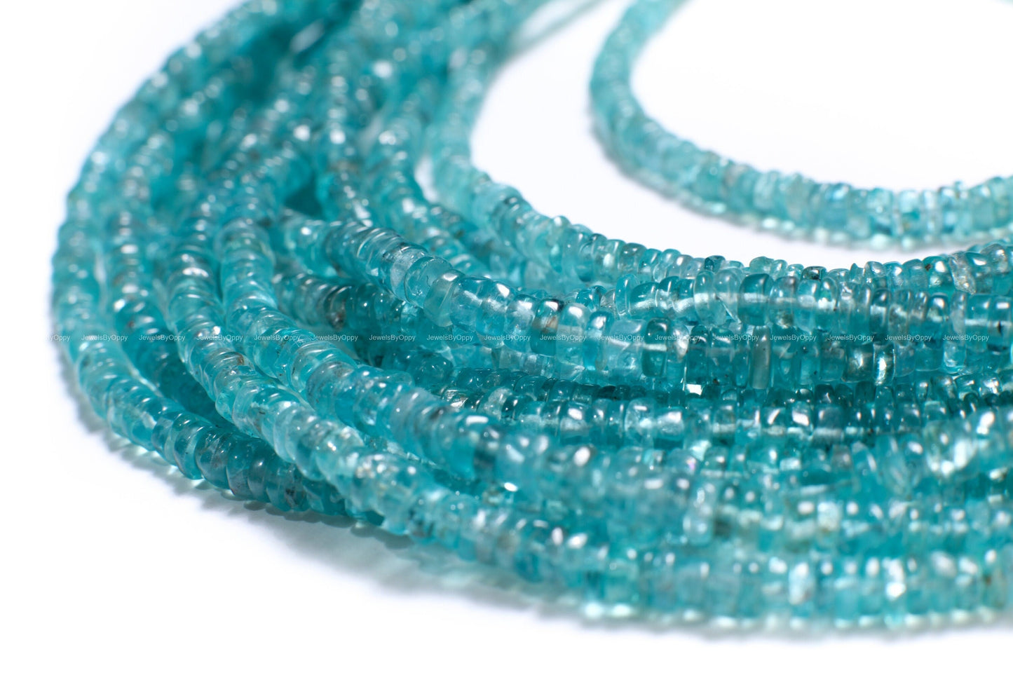 Neon Blue Apatite 3-5mm Heishe tyre Beads, 8&quot; strand for Jewelry Making Natural Apatite Gemstone Beads
