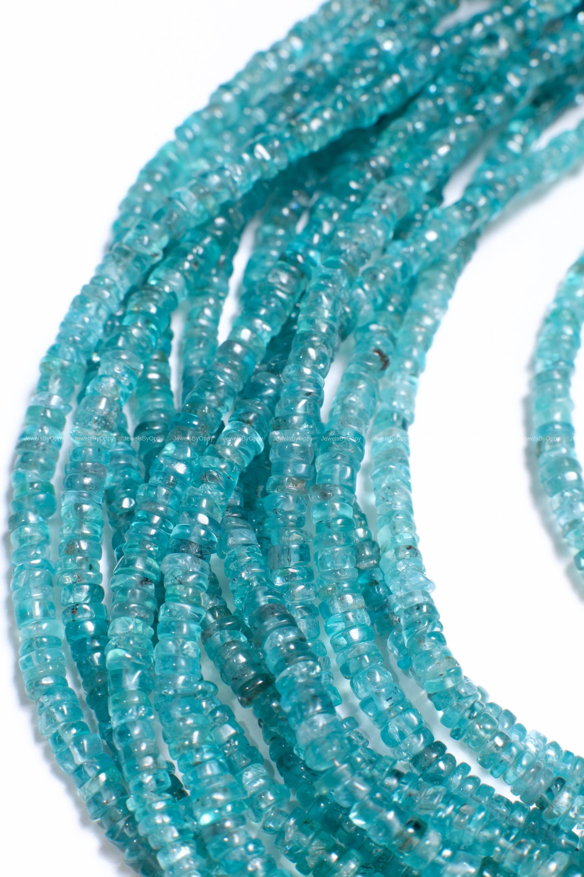 Neon Blue Apatite 3-5mm Heishe tyre Beads, 8&quot; strand for Jewelry Making Natural Apatite Gemstone Beads