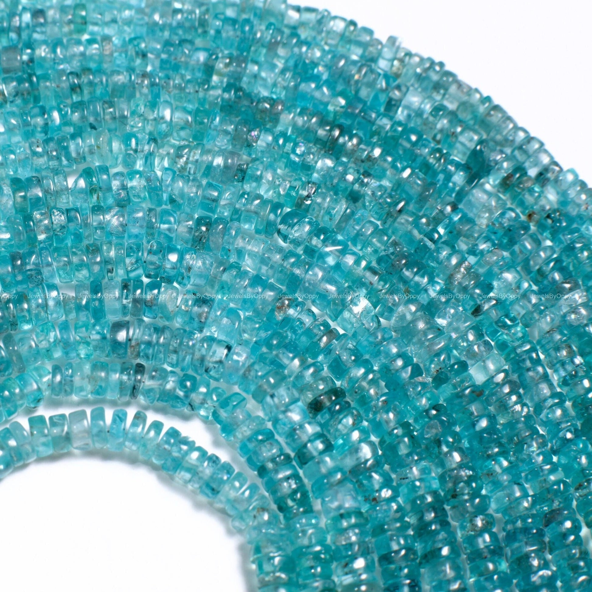 Neon Blue Apatite 3-5mm Heishe tyre Beads, 8" strand for Jewelry Making Natural Apatite Gemstone Beads