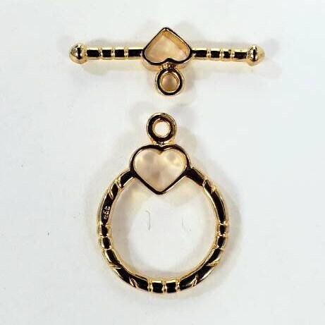 18k Gold Vermeil 925 Sterling Silver heart toggle clasp .1Set