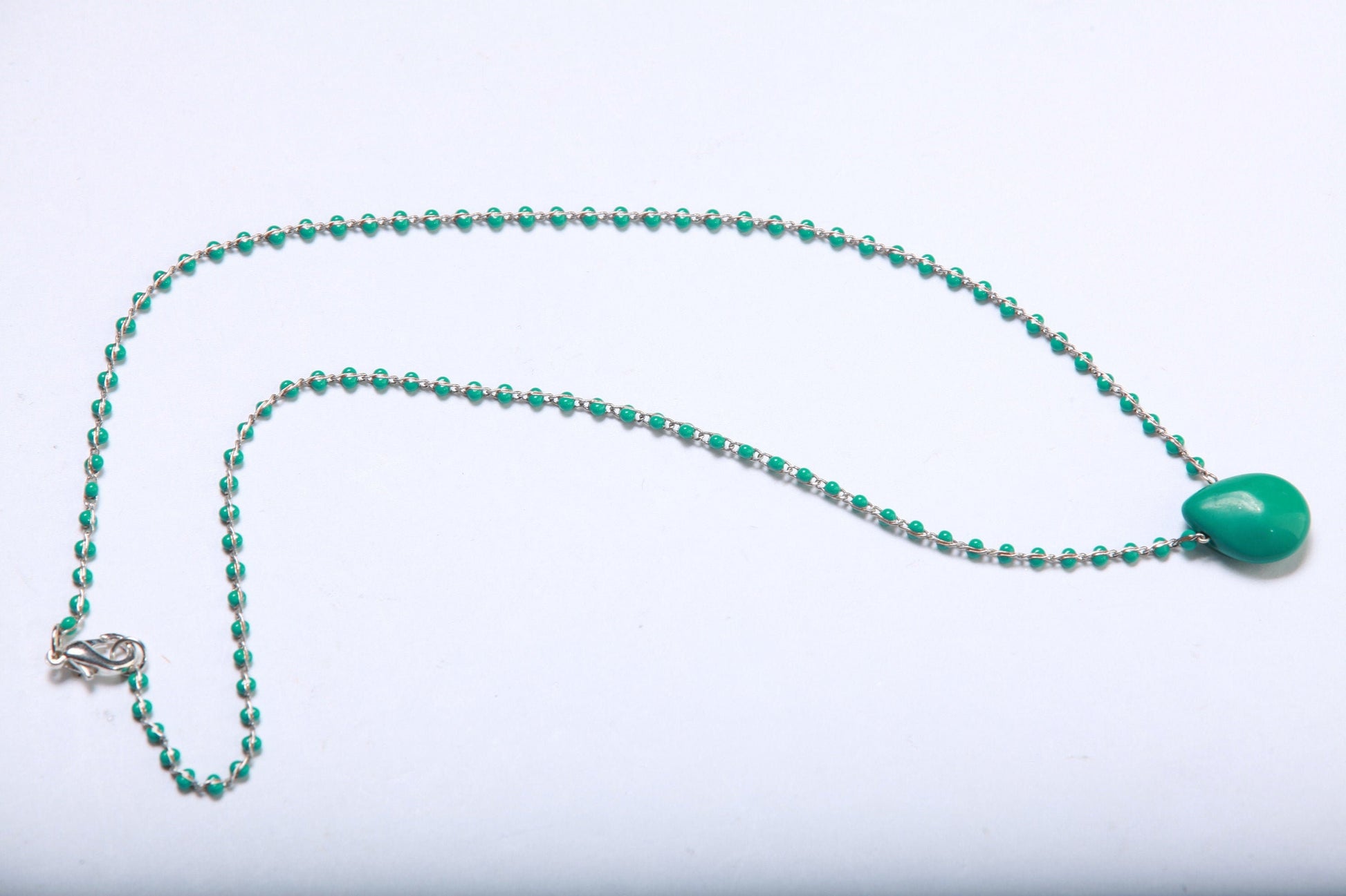 Turquoise Teardrop Hand-Made Choker, Minimalist, Boho 16" Handmade Necklace. Available from 14"-24"