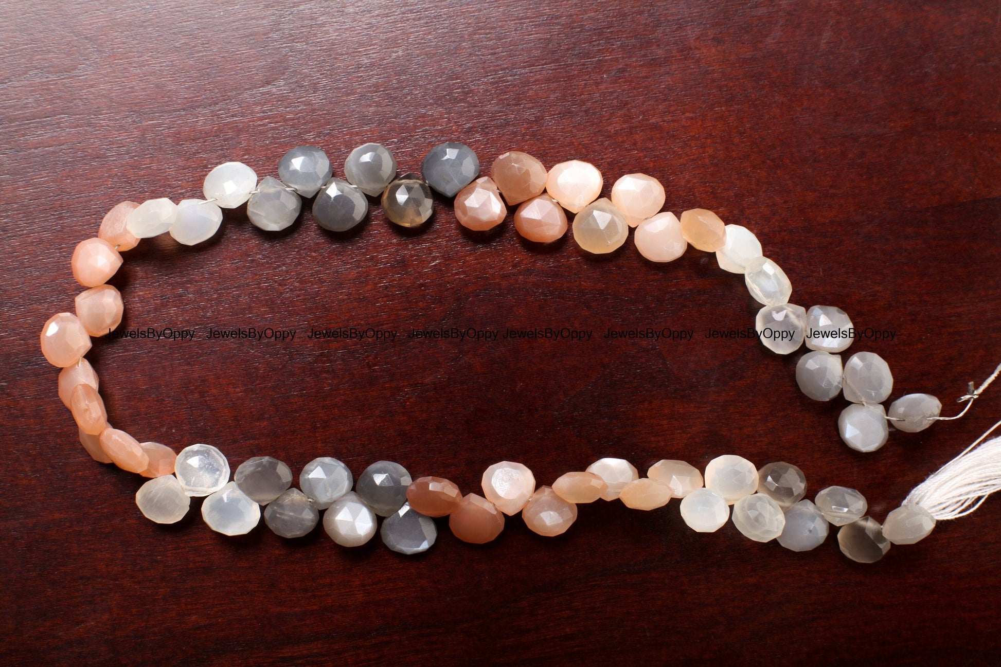 Natural Multi-Moonstone Faceted Pear Drop, Heart Shape Teardrop Jewelry Making Gemstone Beads 1 full strand