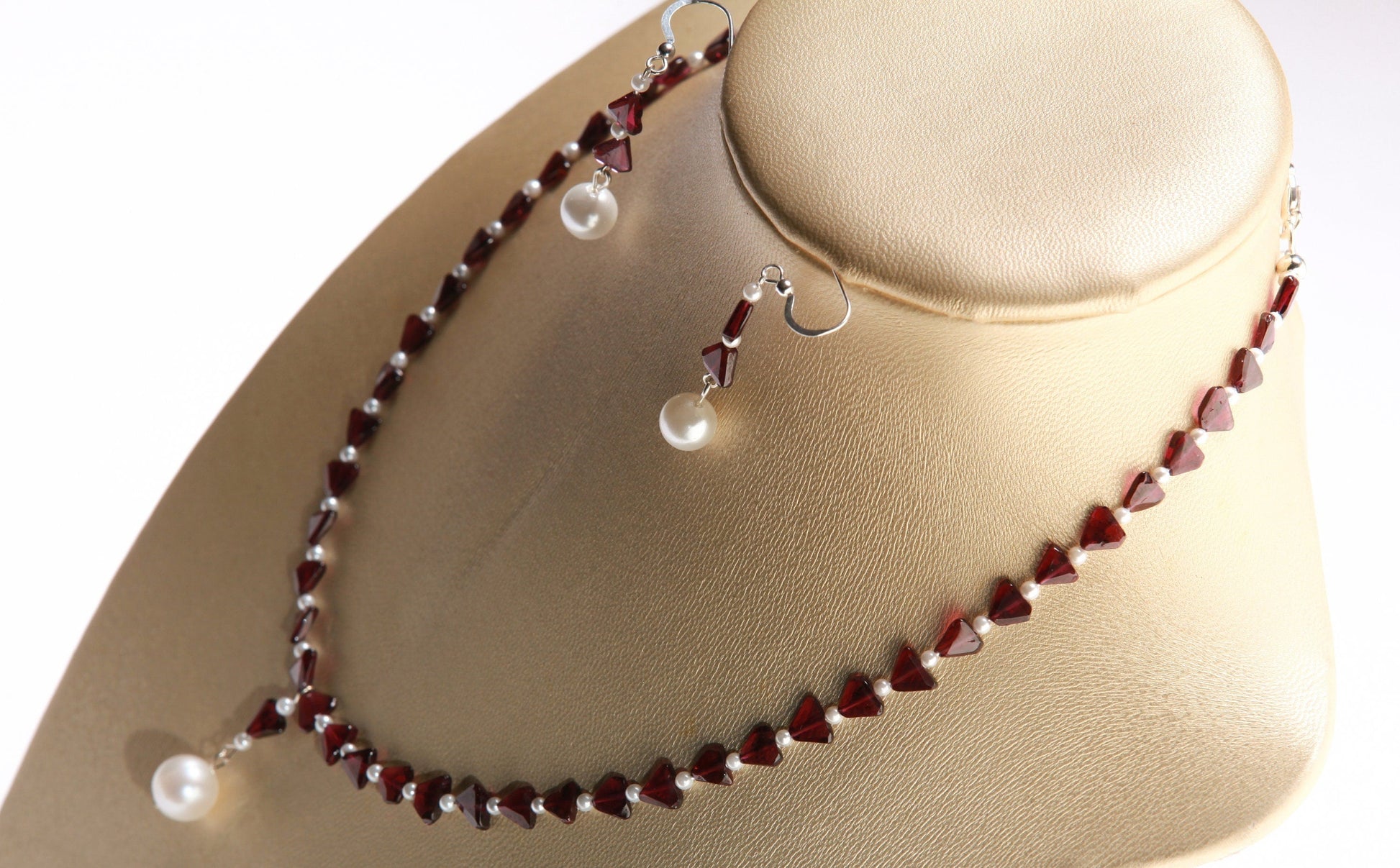 Genuine Garnet Freshwater Pearl Spacers,8mm Freshwater Pearl Sterling Silver Dangling Freshwater Pearl Earring Jewelry Set