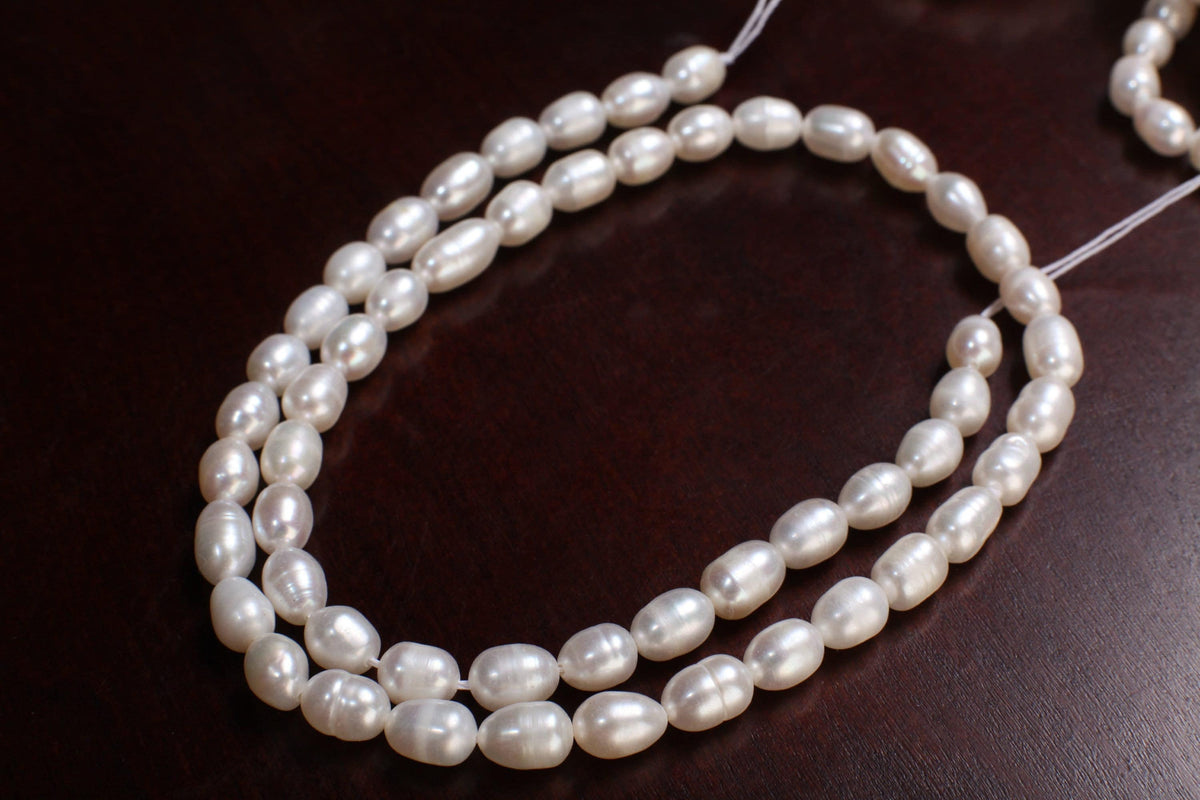 Natural Freshwater Pearl 5x7-8mm Potato Pearl, Good Luster 15" Jewelry Making Pearl Bracelet, Earrings, Necklace
