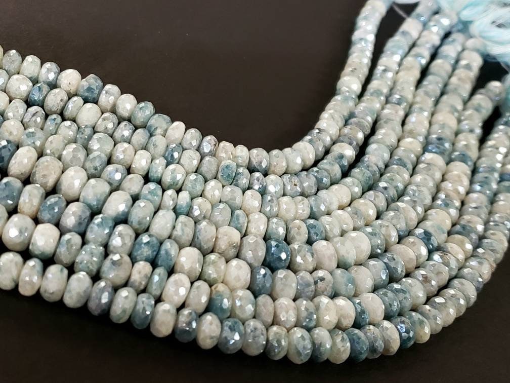 Natural Sapphirine mystic Faceted Roundel 6mm and 7mm Beads,High quality Rare jewelry Making Beads 8" Strand