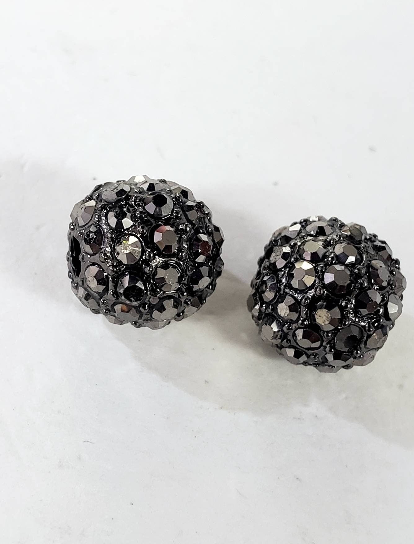 8,10,12mm Marcasite style black crystal ball, heavy weight, spacer bead for jewelry making.Great for bracelets spacer