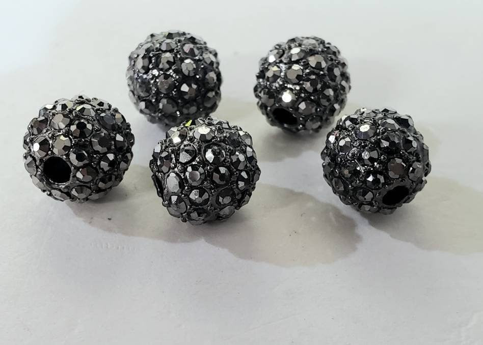 8,10,12mm Marcasite style black crystal ball, heavy weight, spacer bead for jewelry making.Great for bracelets spacer