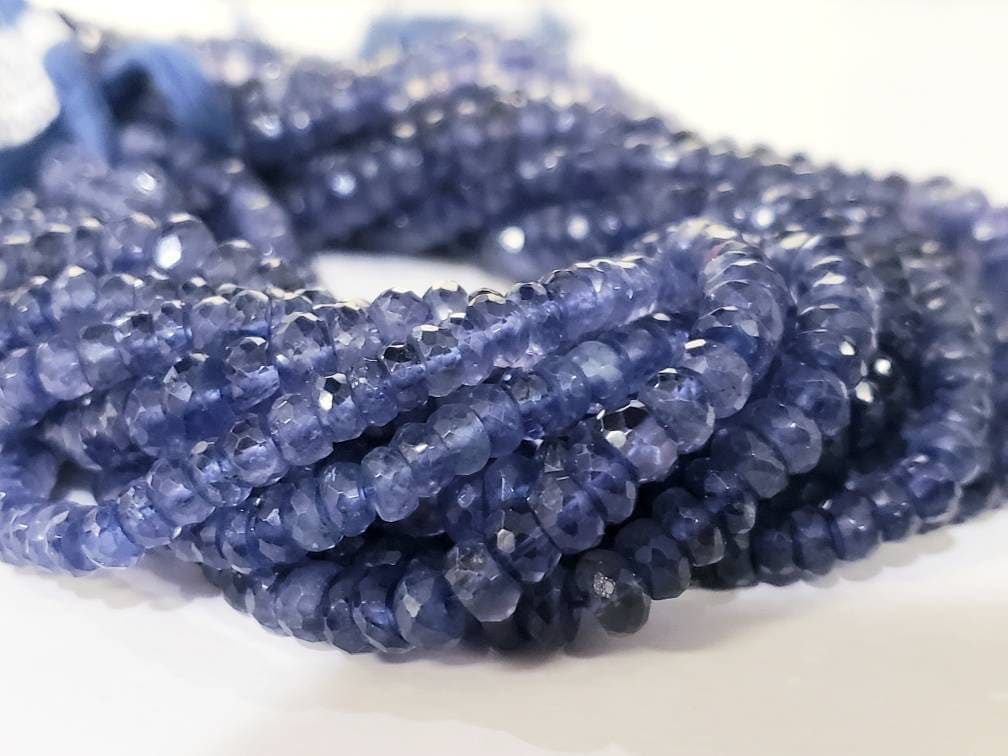 Natural Iolite Faceted Roundel 4-8.5mm Beads, High quality Rare large Iolite, water Sapphire, Jewelry Making Beads 8&quot; Strand